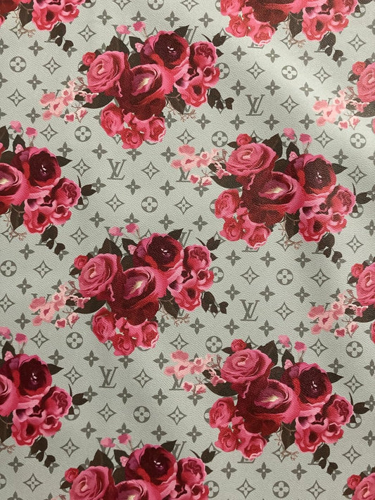 Handmade Leather Designer Fabric LV Rose Crafts Materials for Custom Sneakers - mingfabricstore