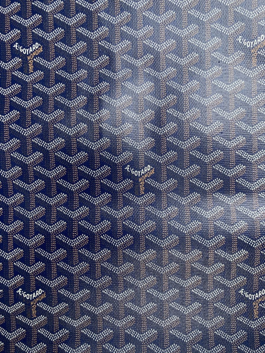 Handmade Leather Navy Goyard Vinyl Material for Custom Wallet - mingfabricstore