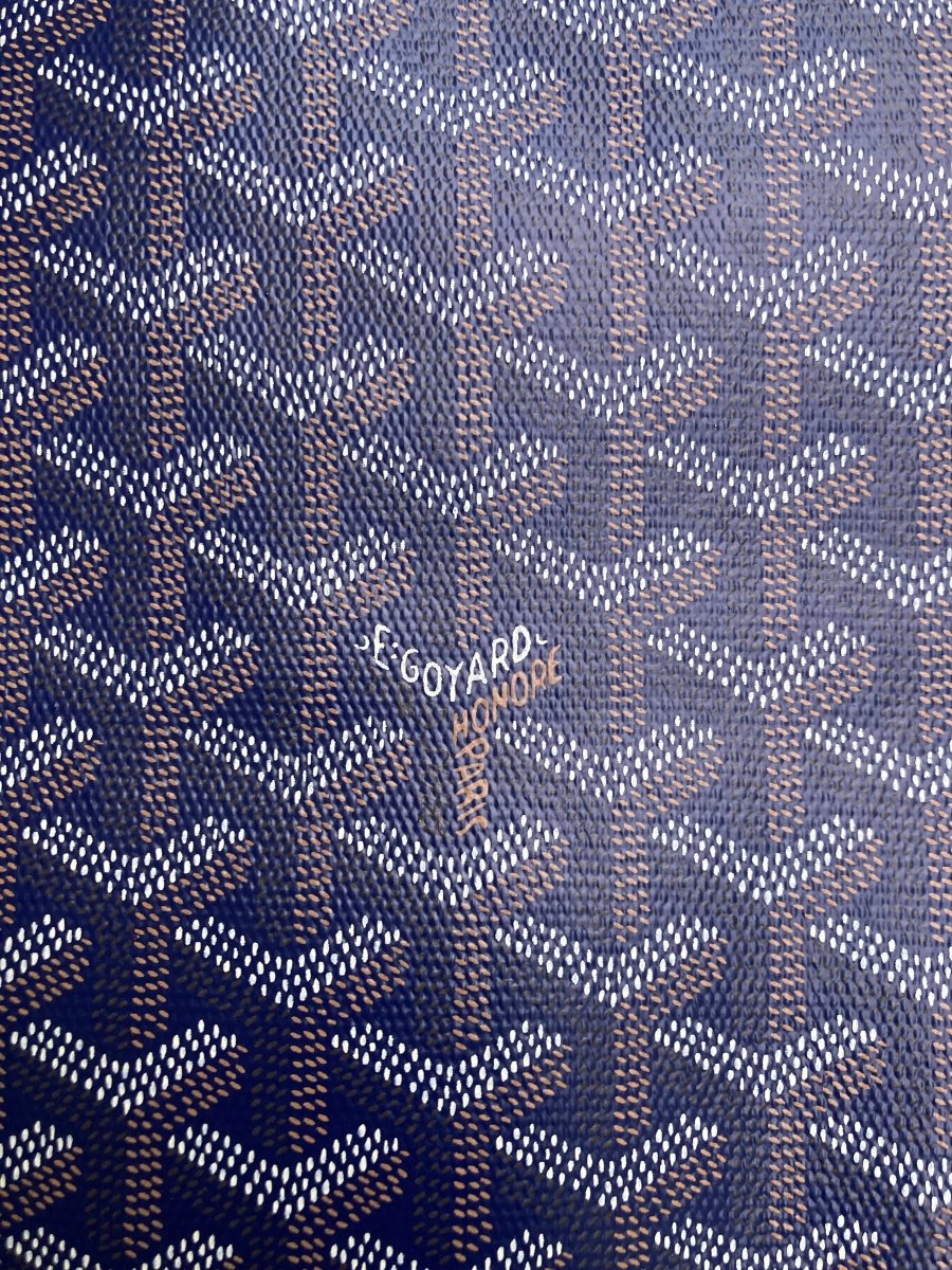 Handmade Leather Navy Goyard Vinyl Material for Custom Wallet - mingfabricstore