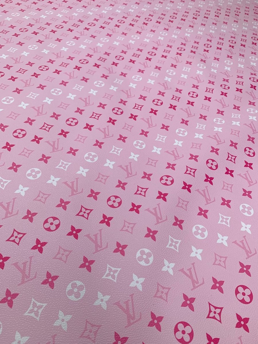 Handmade Romantic Pink LV Custom Vinyl Leather Fabric for Sneakers Upholstery - mingfabricstore