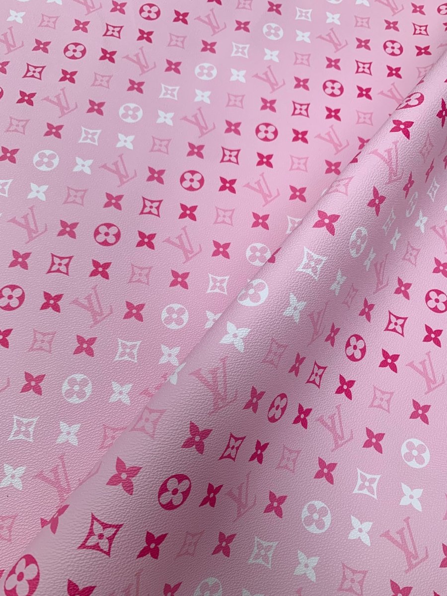 Handmade Romantic Pink LV Custom Vinyl Leather Fabric for Sneakers Upholstery - mingfabricstore