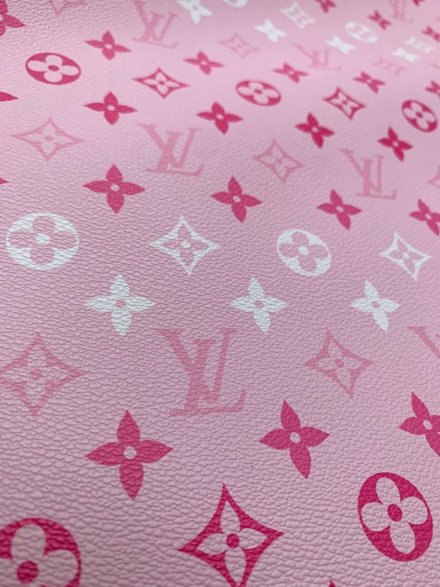 Handmade Romantic Pink LV Custom Vinyl Leather Fabric for Sneakers Upholstery - mingfabricstore