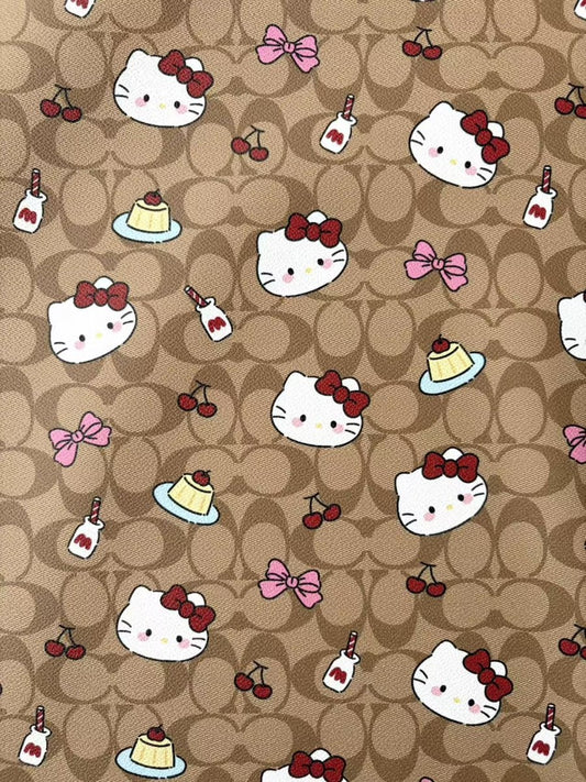 Hello Kitty Coach Leather Sheet for DIY Sewing Crafts Projects - mingfabricstore