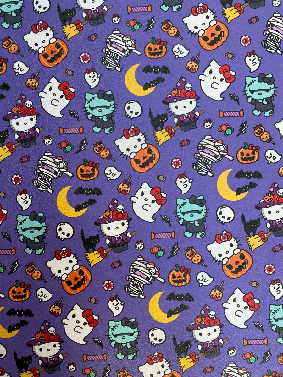 Hello Kitty Halloween Costumes Cartoon Faux Leather Fabric for DIY Crafts Sneakers - mingfabricstore