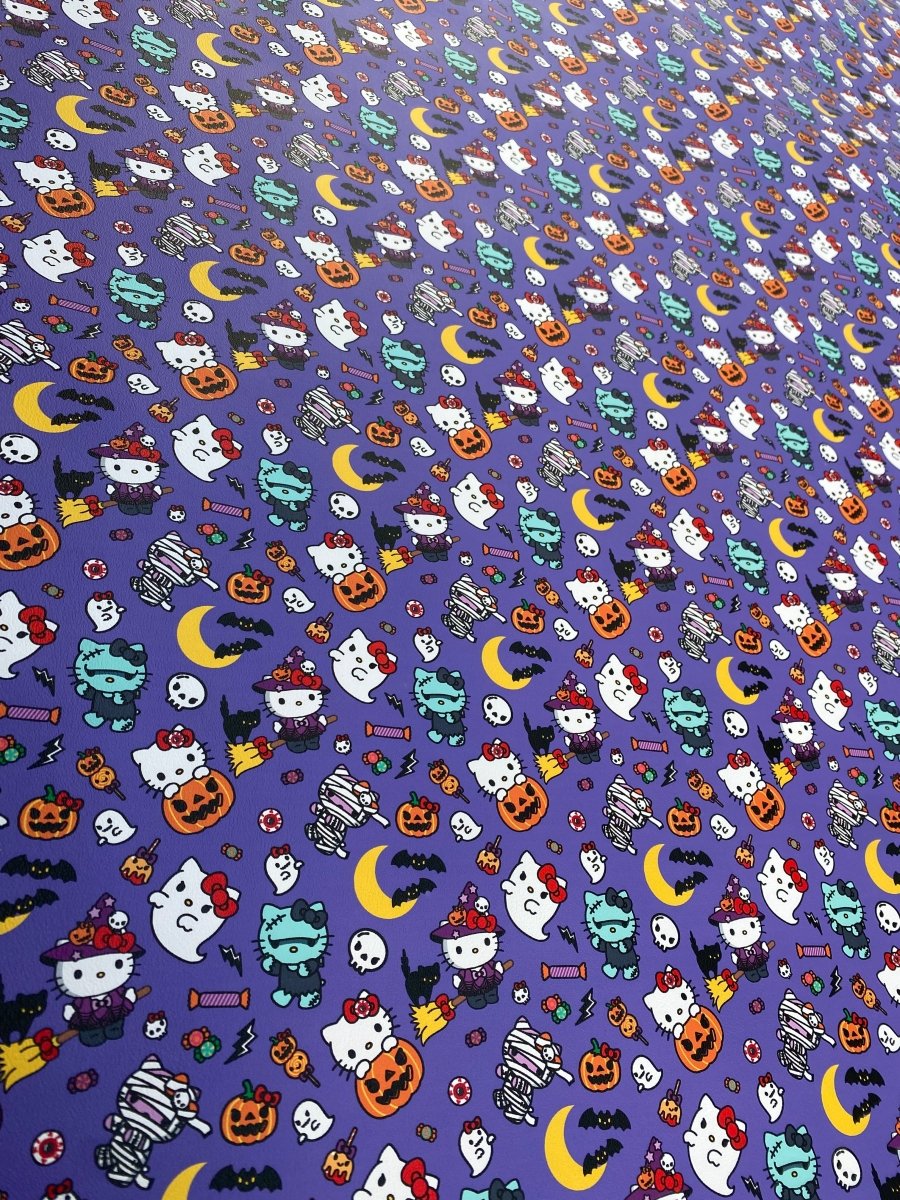 Hello Kitty Halloween Costumes Cartoon Faux Leather Fabric for DIY Crafts Sneakers - mingfabricstore