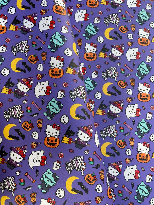 Hello Kitty Halloween Costumes Cartoon Faux Leather Fabric for DIY Crafts Sneakers - mingfabricstore