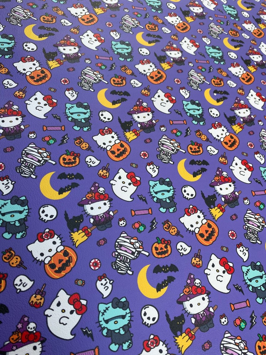 Hello Kitty Halloween Costumes Cartoon Faux Leather Fabric for DIY Crafts Sneakers - mingfabricstore