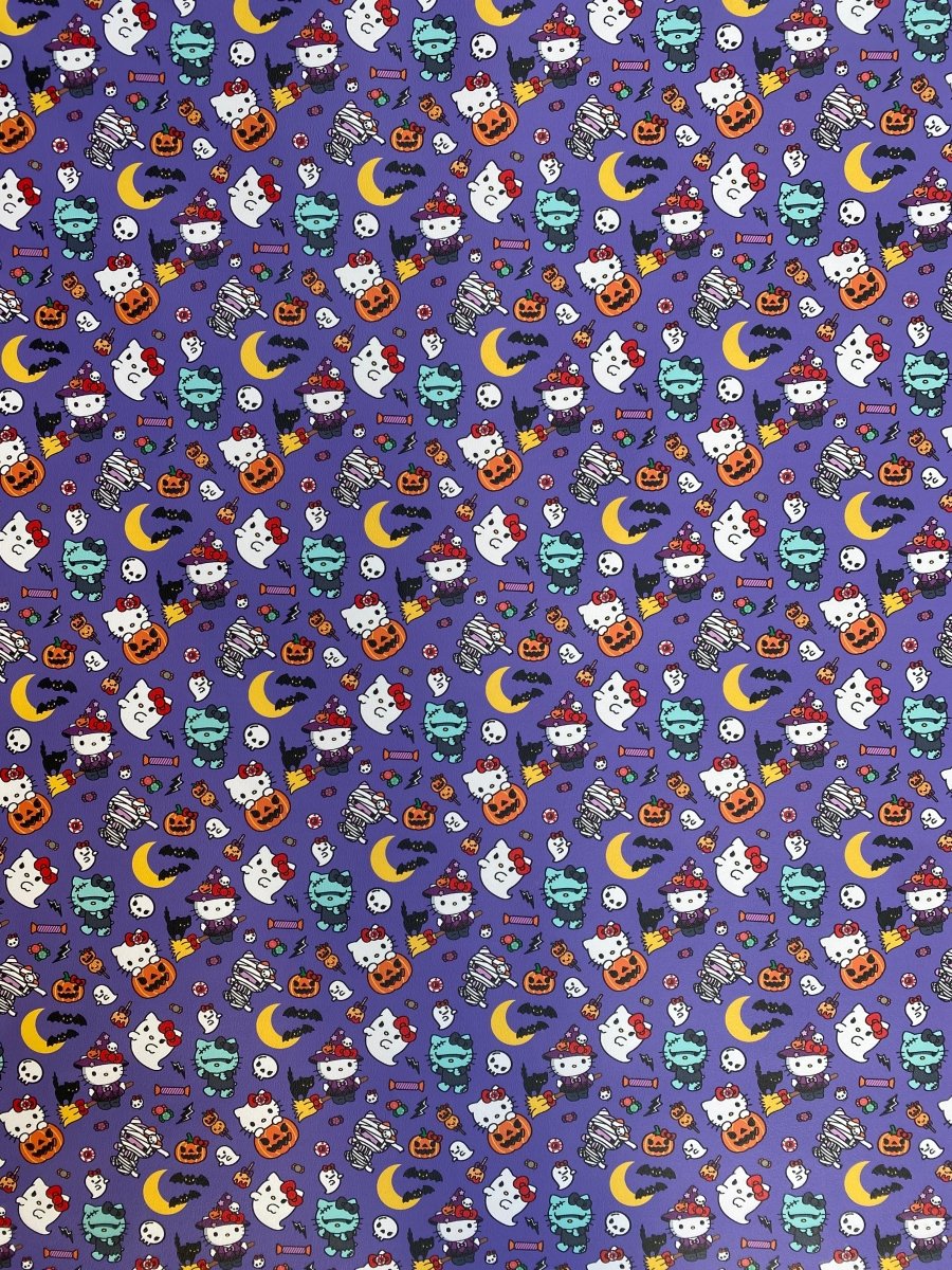 Hello Kitty Halloween Costumes Cartoon Faux Leather Fabric for DIY Crafts Sneakers - mingfabricstore