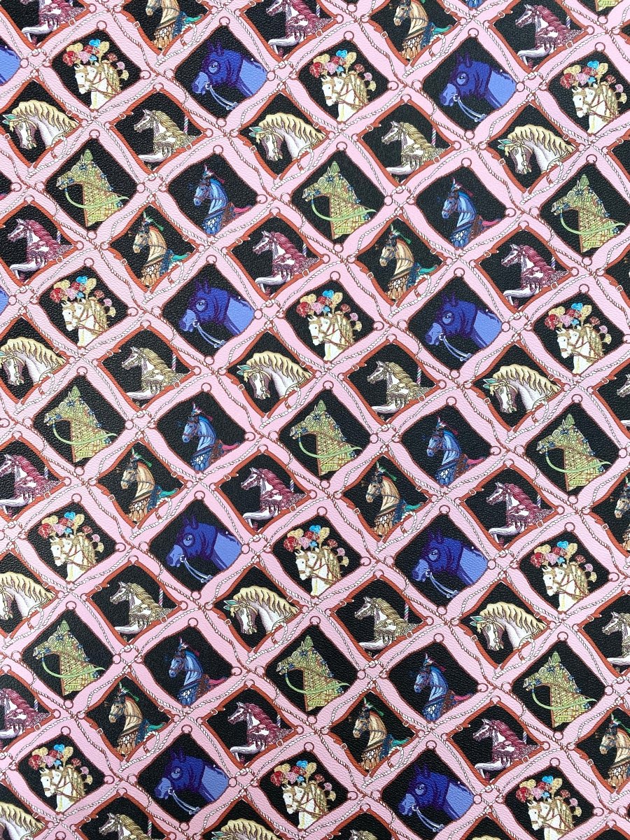 Hermes Horse Designer Scarf Pattern Leather Fabric for Handmade DIY Crafts - mingfabricstore