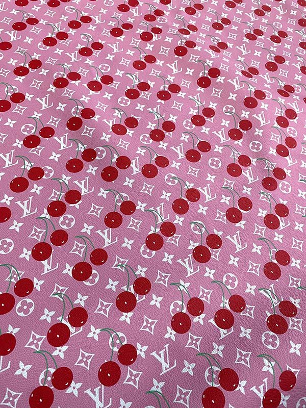 Hot Pink Cherry Louis Vuitton Bag Leather Shoe Sneaker Fabric - mingfabricstore