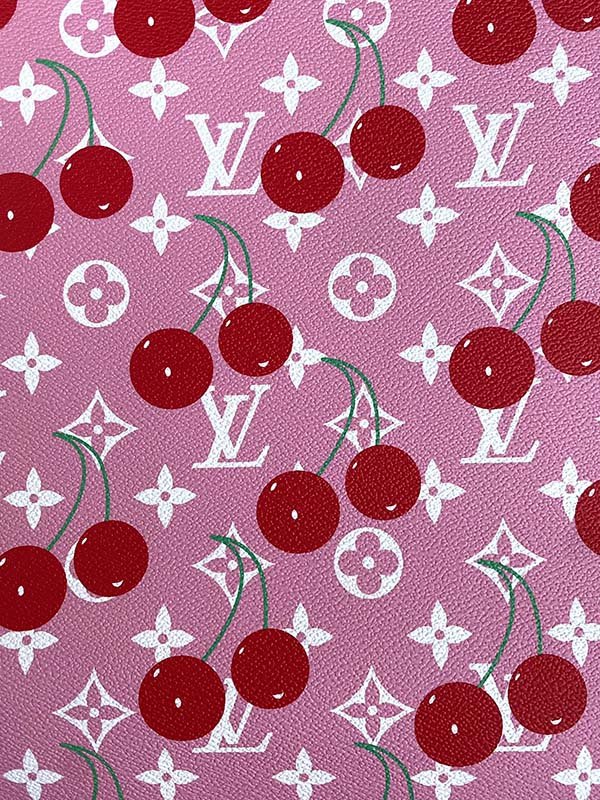 Hot Pink Cherry Louis Vuitton Bag Leather Shoe Sneaker Fabric - mingfabricstore