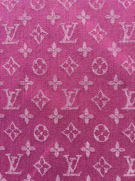 Hot Pink LV Denim Designer Fabric for DIY Crafts Sewing Projects - mingfabricstore