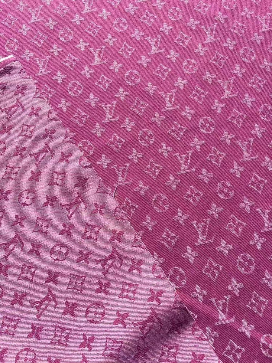 Hot Pink LV Denim Designer Fabric for DIY Crafts Sewing Projects - mingfabricstore