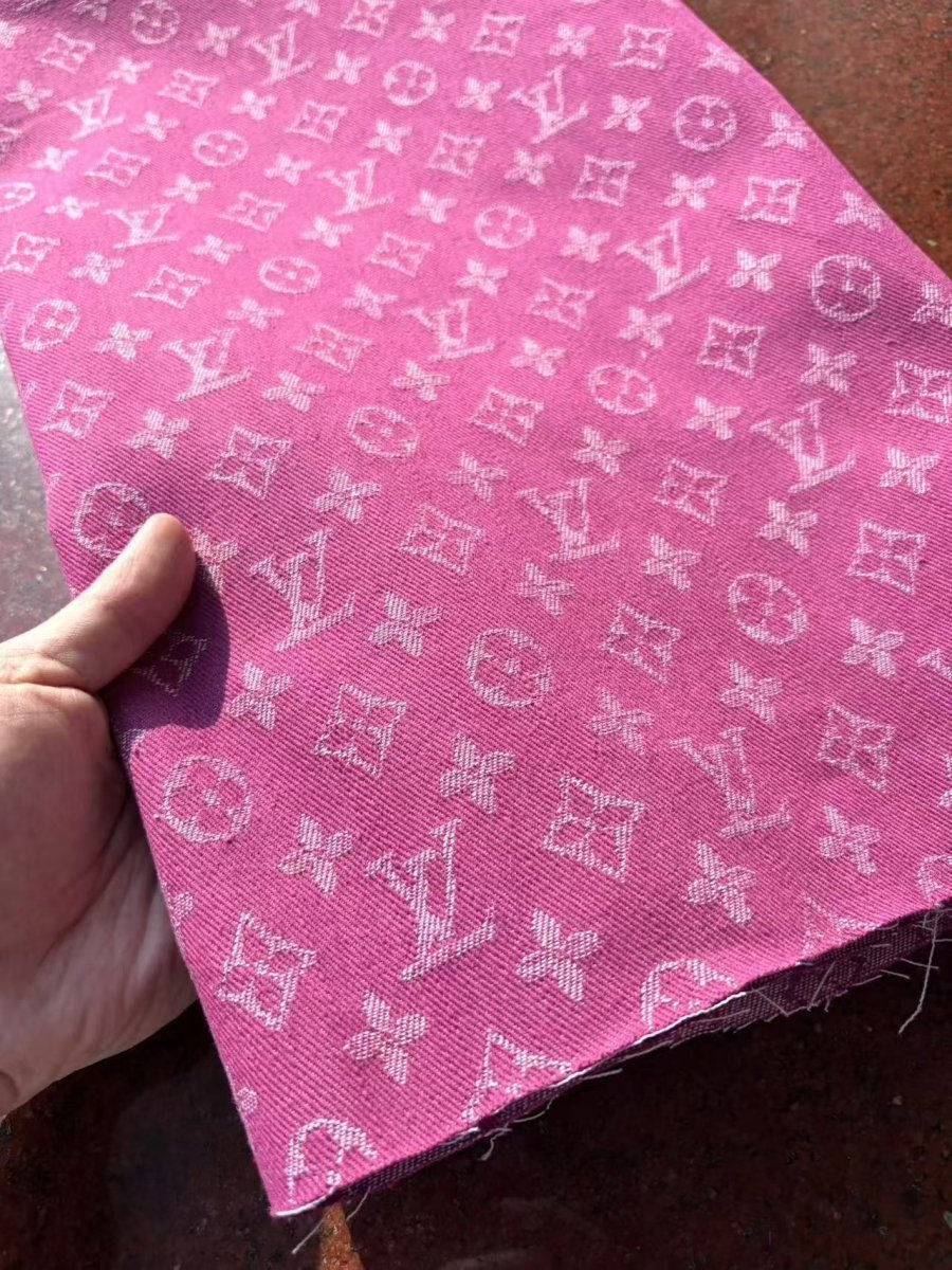 Hot Pink LV Denim Designer Fabric for DIY Crafts Sewing Projects - mingfabricstore