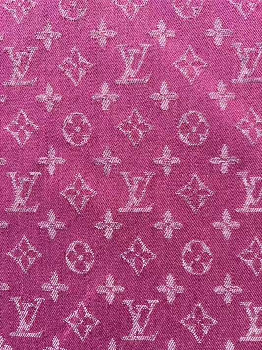 Hot Pink LV Denim Designer Fabric for DIY Crafts Sewing Projects - mingfabricstore