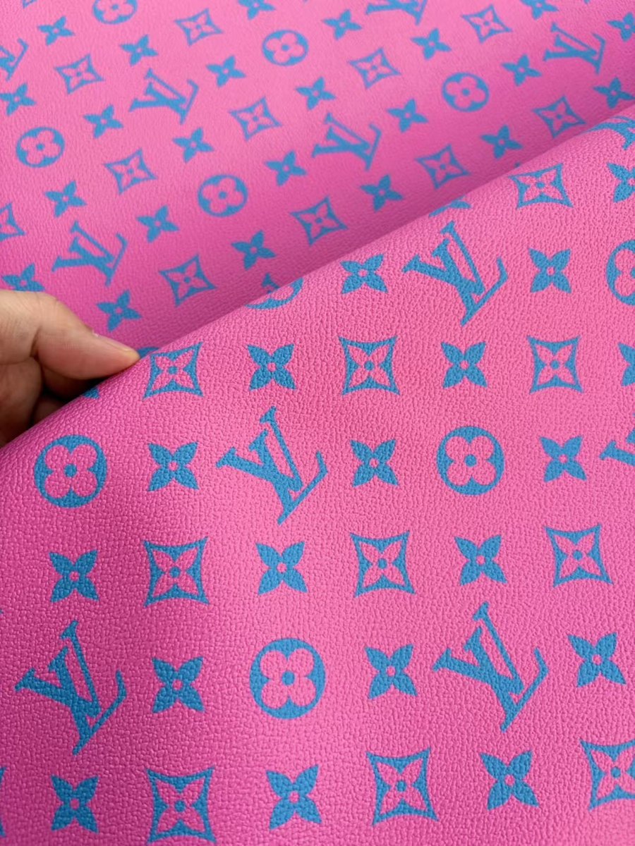 Hot Pink LV Leather Designer Inspired Fabric for DIY Crafts Upholstery - mingfabricstore