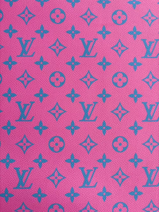 Hot Pink LV Leather Designer Inspired Fabric for DIY Crafts Upholstery - mingfabricstore