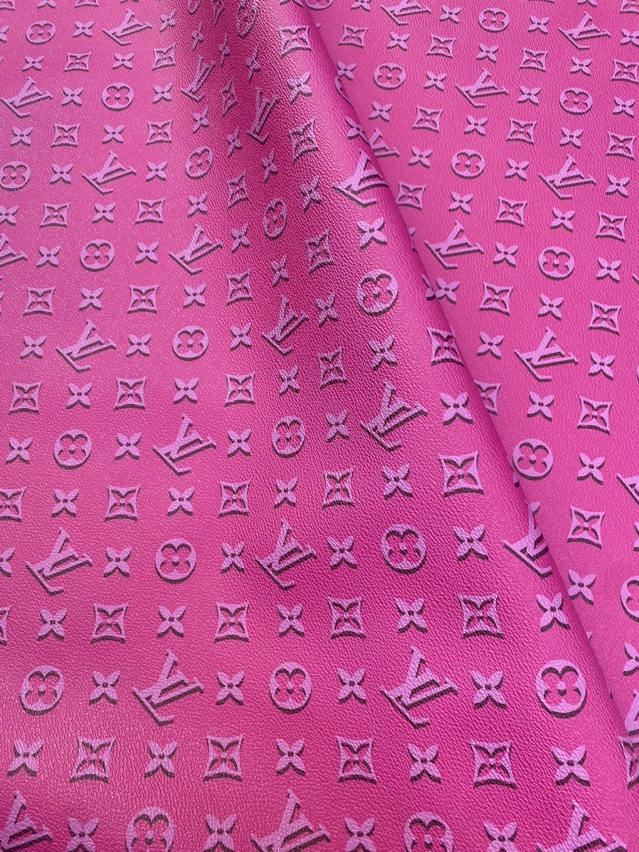 Hot Pink LV Louis Vuitton Leather Fabric for Handmade Sewing Car Upholstery Home Decor - mingfabricstore