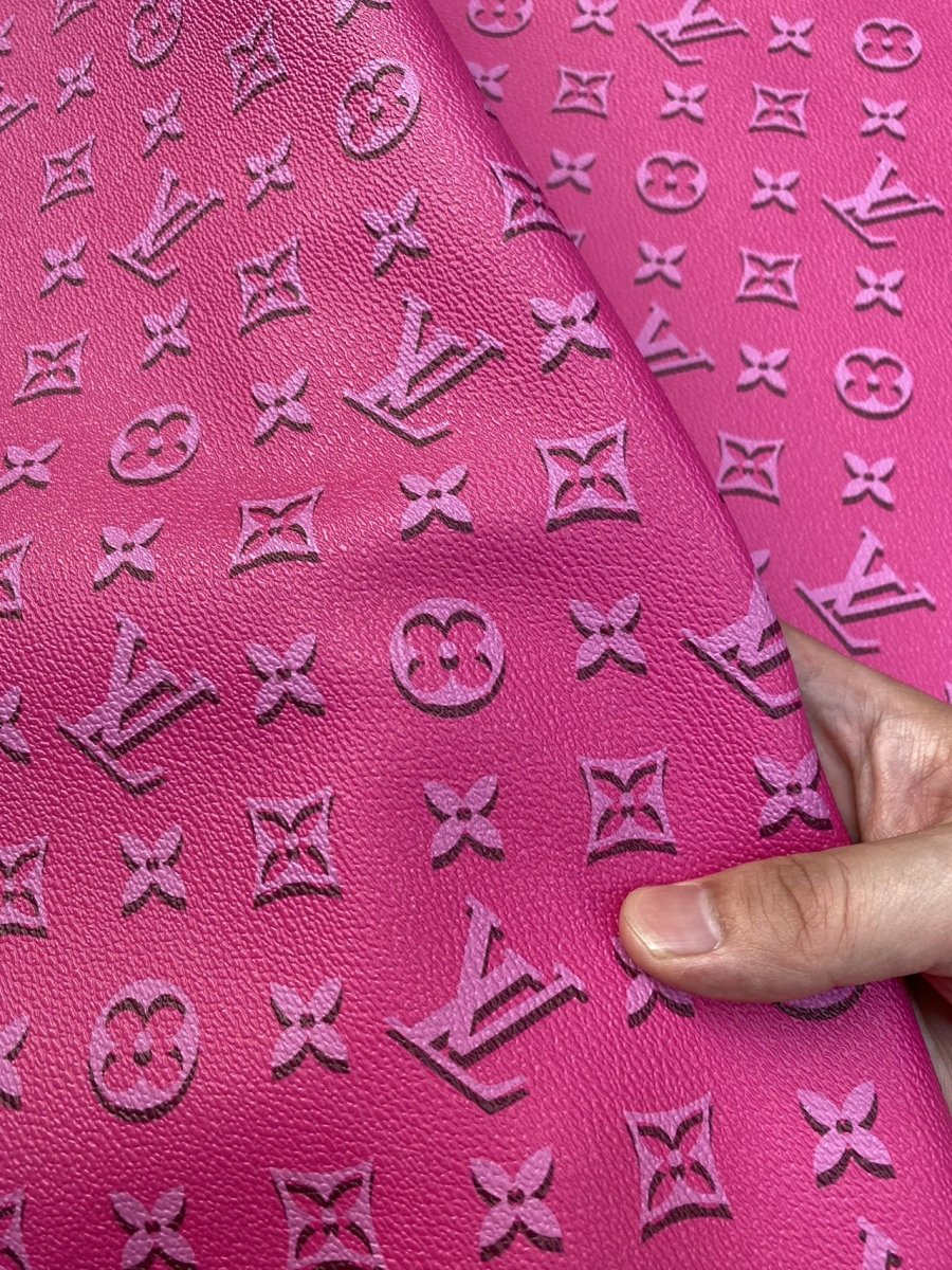 Hot Pink LV Louis Vuitton Leather Fabric for Handmade Sewing Car Upholstery Home Decor - mingfabricstore