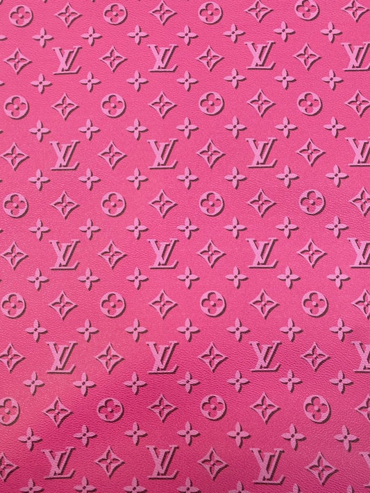 Hot Pink LV Louis Vuitton Leather Fabric for Handmade Sewing Car Upholstery Home Decor - mingfabricstore