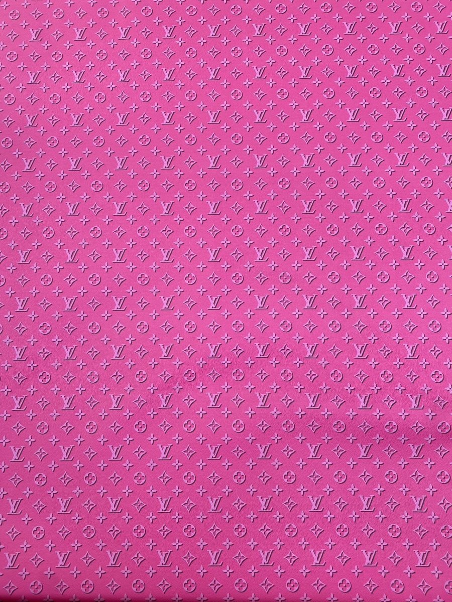 Hot Pink LV Louis Vuitton Leather Fabric for Handmade Sewing Car Upholstery Home Decor - mingfabricstore