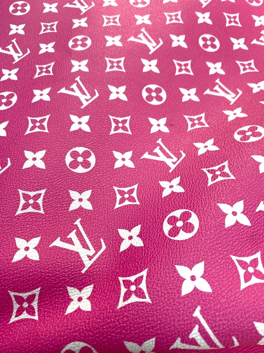 Hot Pink LV Louis Vuitton Leather Vinyl Fabric for Handmade Custom DIY Crafts - mingfabricstore