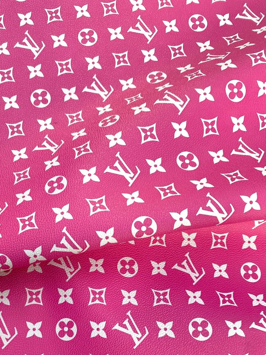 Hot Pink LV Louis Vuitton Leather Vinyl Fabric for Handmade Custom DIY Crafts - mingfabricstore