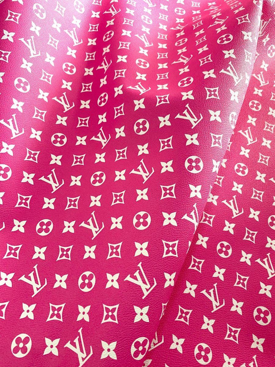 Hot Pink LV Louis Vuitton Leather Vinyl Fabric for Handmade Custom DIY Crafts - mingfabricstore