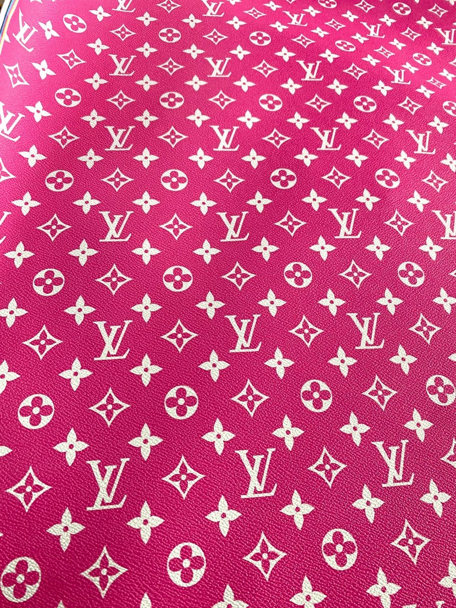 Hot Pink LV Louis Vuitton Leather Vinyl Fabric for Handmade Custom DIY Crafts - mingfabricstore