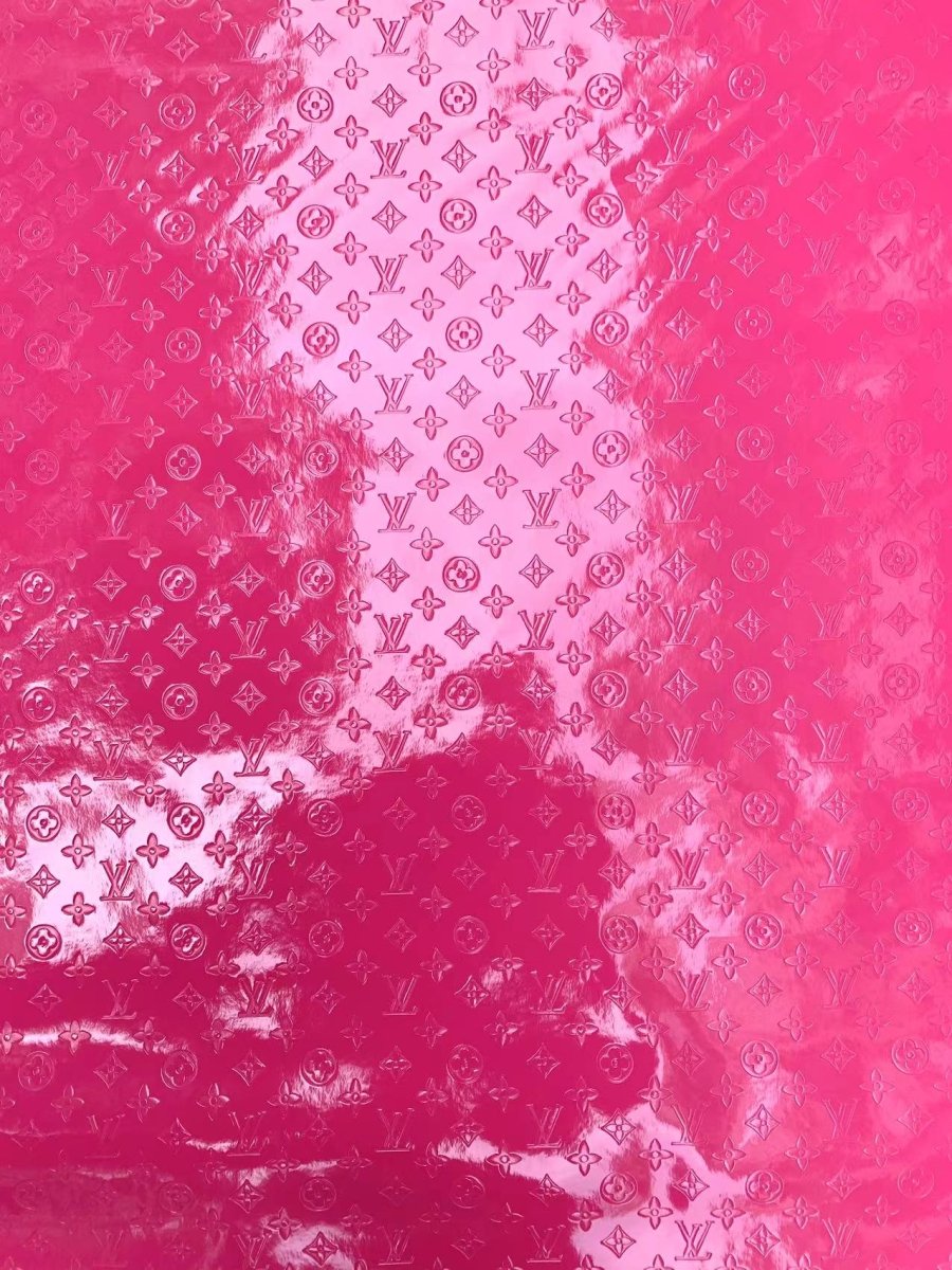 Hot Pink Mirror Embossed LV Vinyl for DIY Custom Purse Sneaker Furniture - mingfabricstore