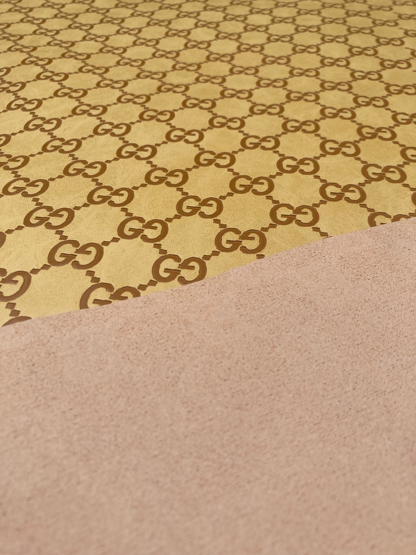 Handmade Yellow  Embossed Gucci Leather for Custom Craft