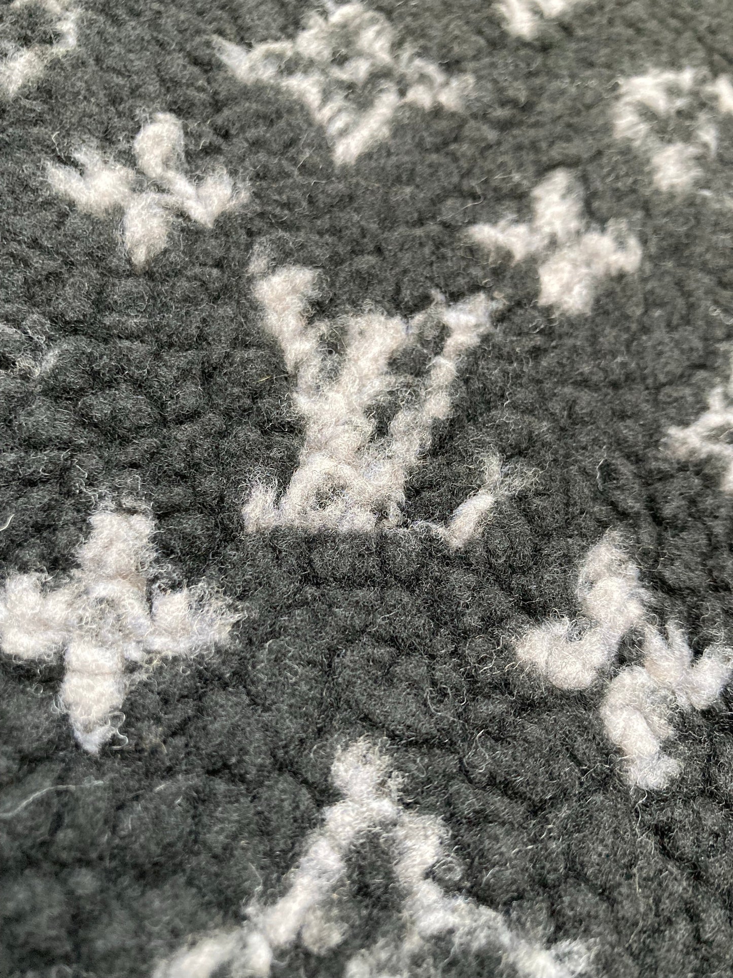 Black Furry Cozy LV Teddy Fleece Flannel Fabric