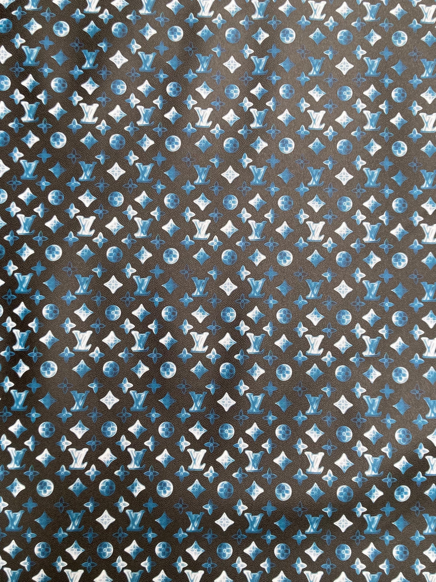 Custom Leather Blue LV For Sneakers Handmade Crafts