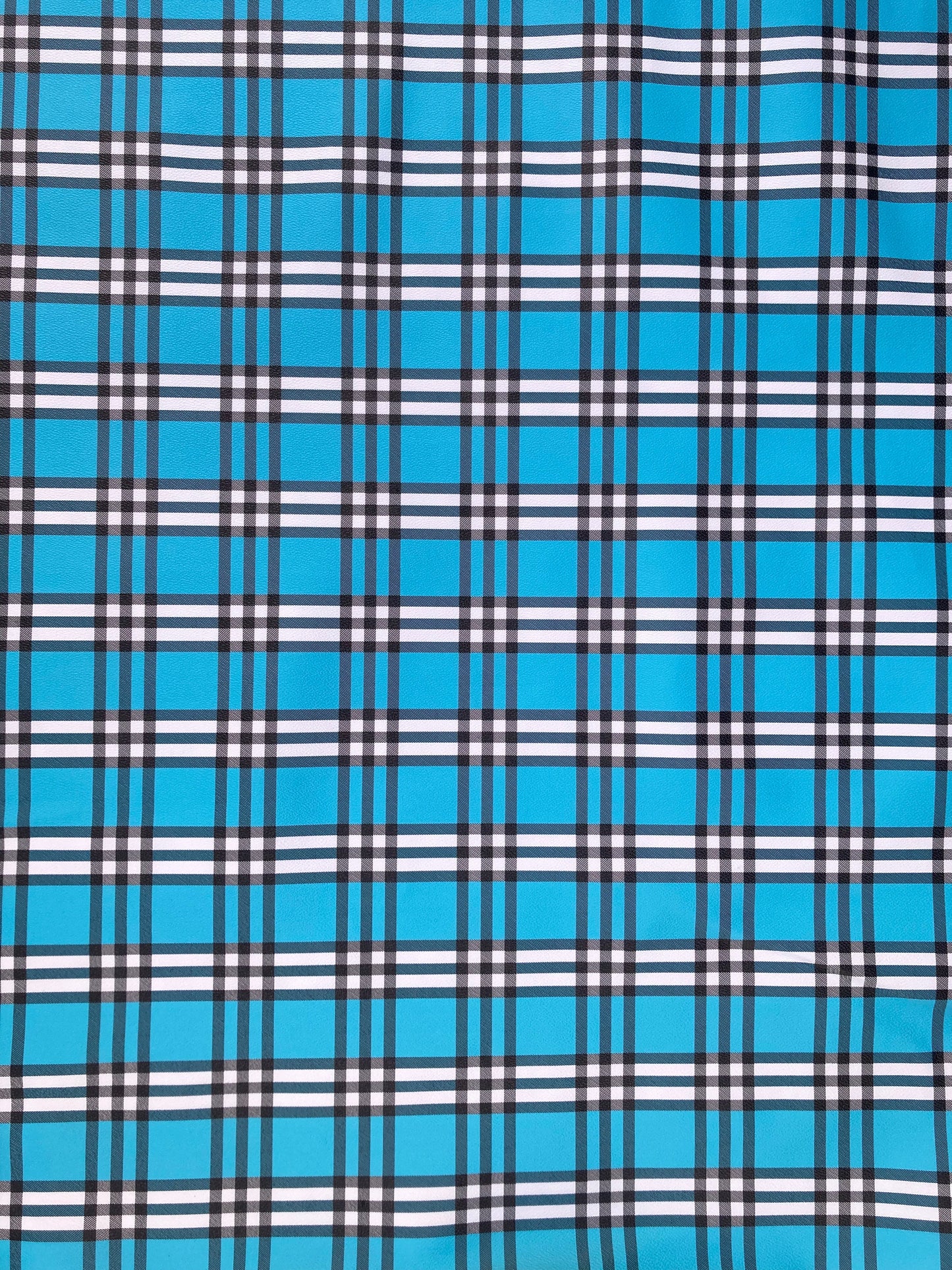 Blue Check Custom Handmade Burberry Faux Leather Fabric for DIY Arts and Crafts