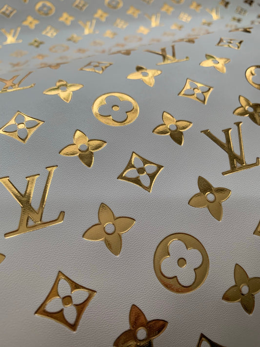 Golden Embossed LV Leather for Custom