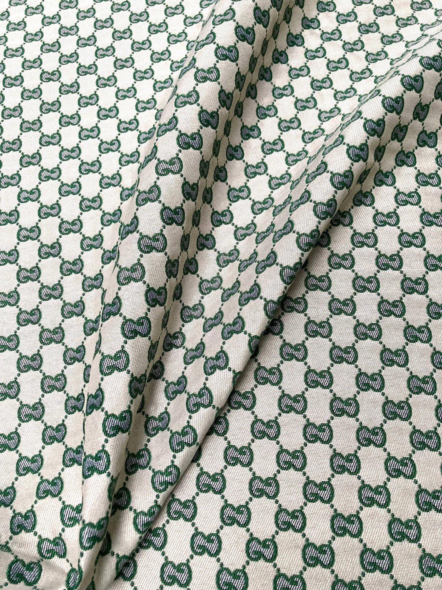 Sewing Soft White Green GG Gucci Fabric for Custom Designer