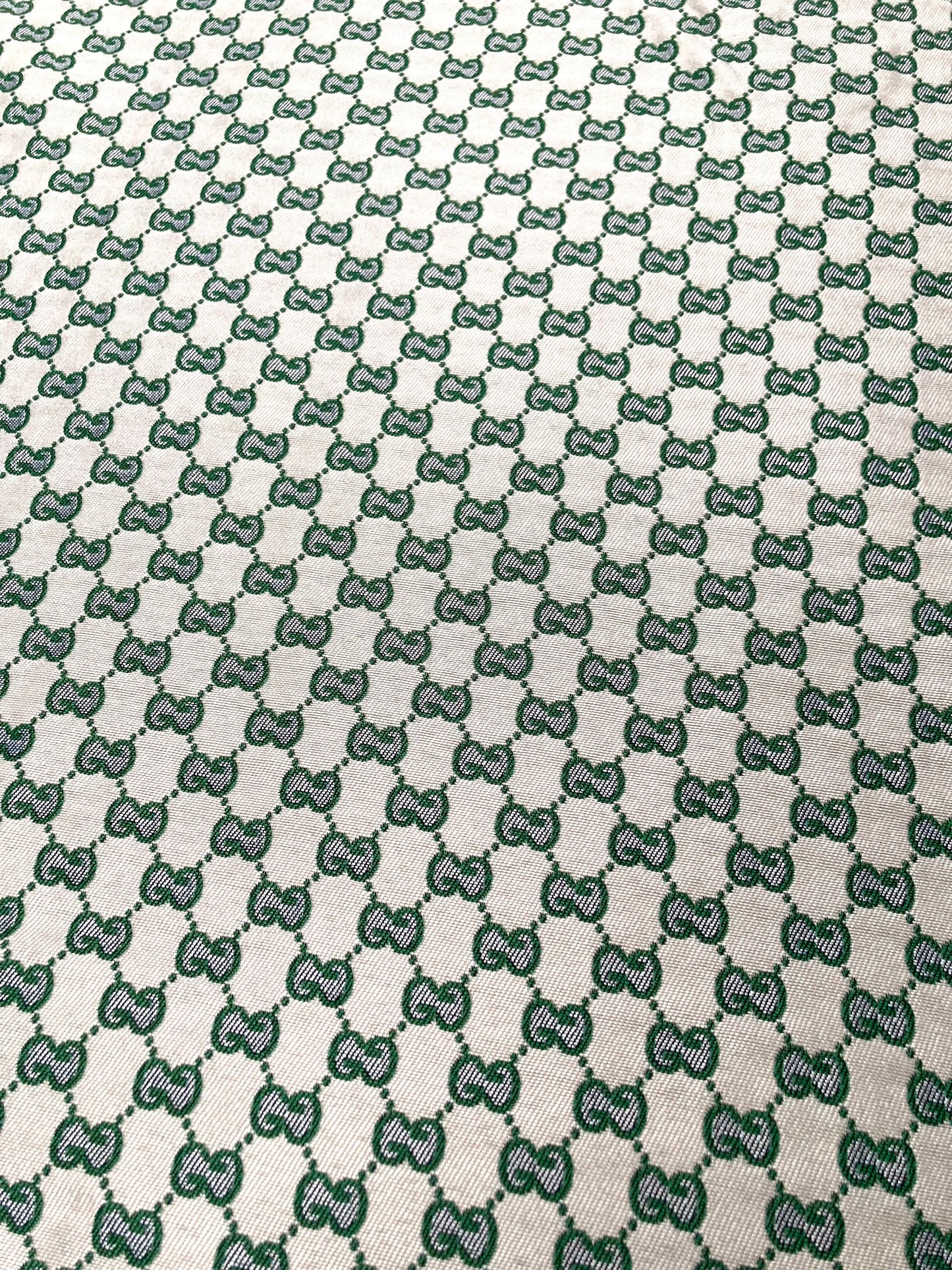 Sewing Soft White Green GG Gucci Fabric for Custom Designer