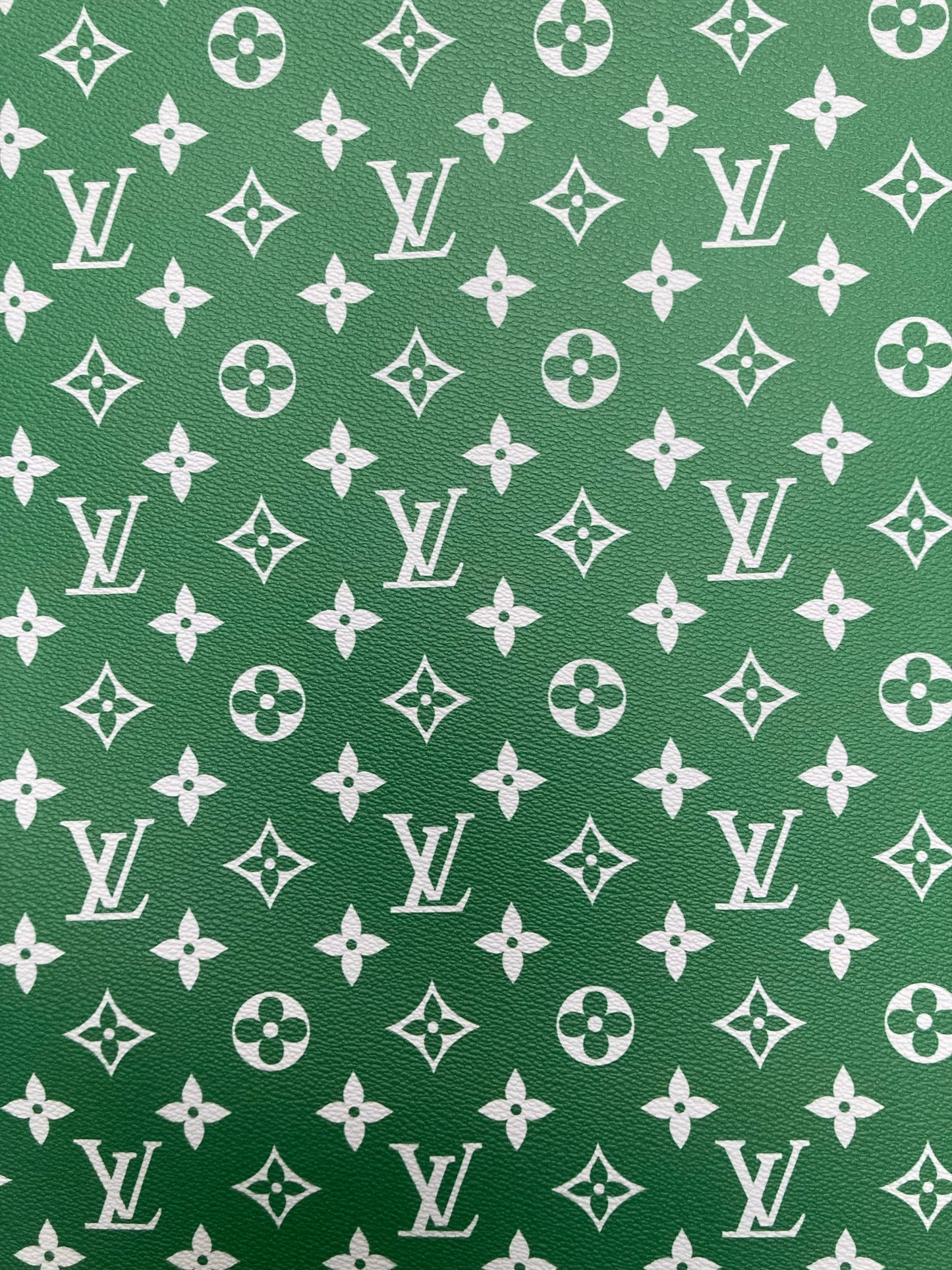 Custom Handmade Leather Vintage Green LV Fabric for Sneakers Upholstery