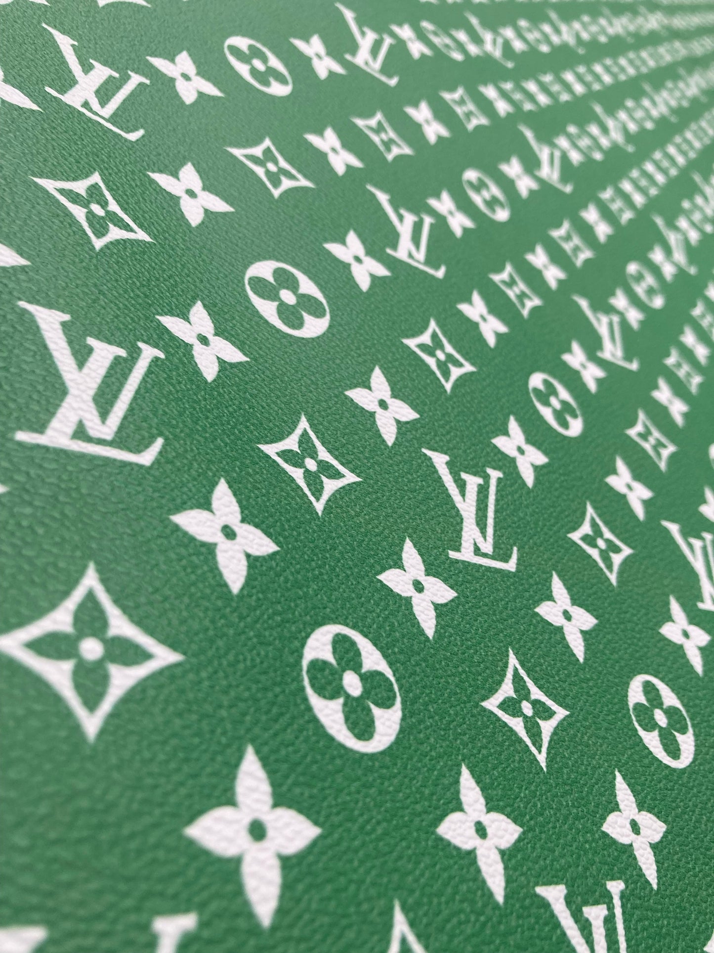 Custom Handmade Leather Vintage Green LV Fabric for Sneakers Upholstery