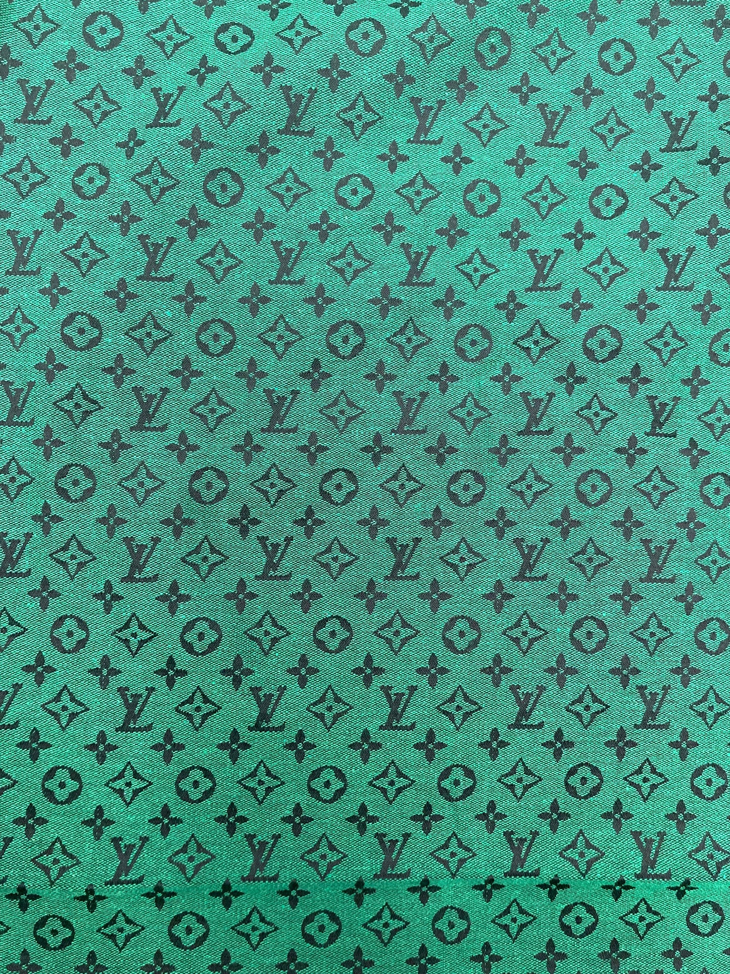 Handmade Green LV Jacquard Fabric for Crafts DIY