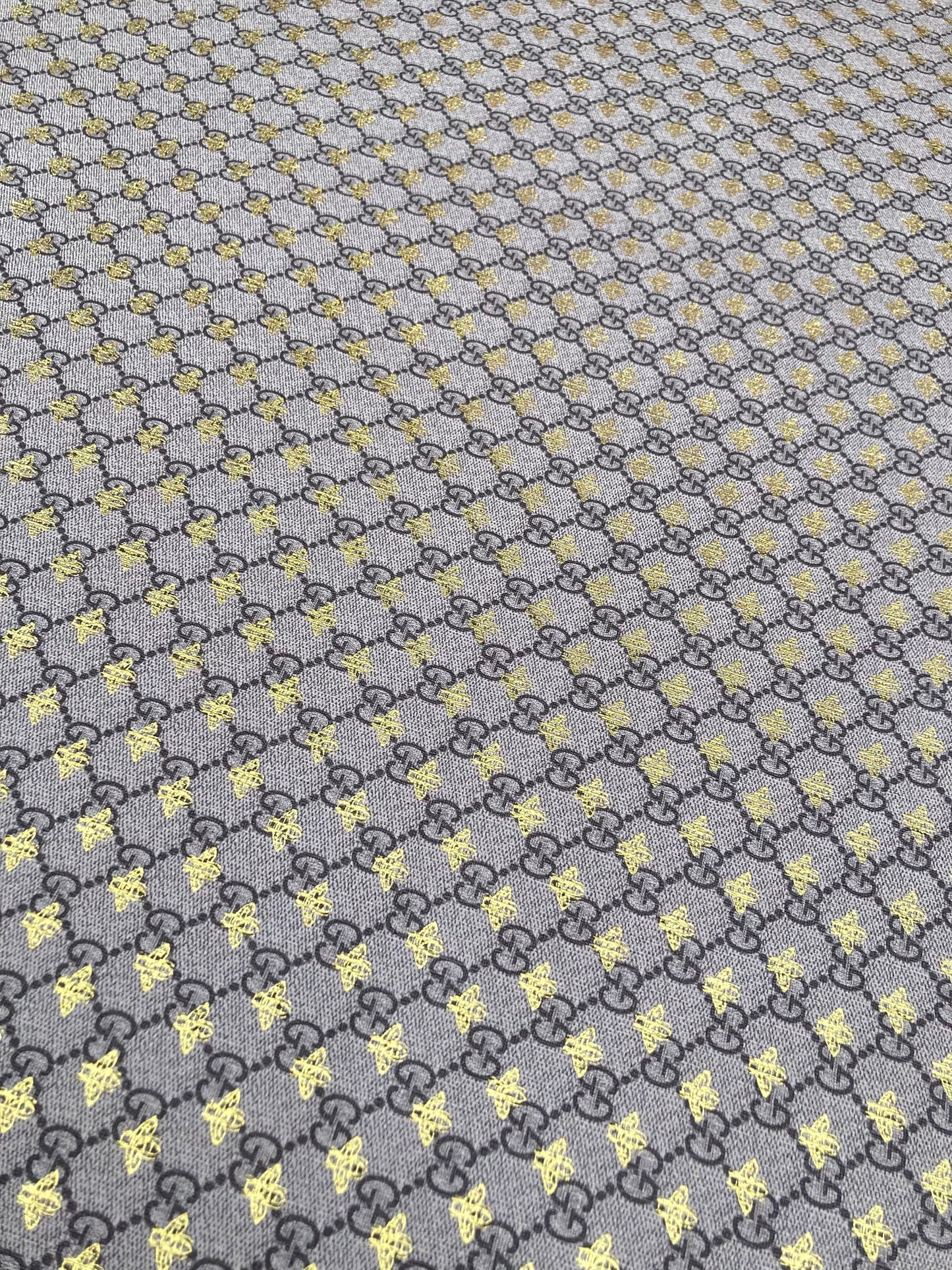 Designer Classic Gucci Bee Bronze Vinyl Leather Fabric for DIY Bag Upholstery