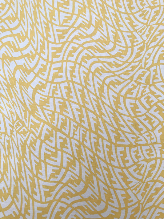 Handcraft Leather Fabric Yellow Wave Fendi Material for Custom Upholstery