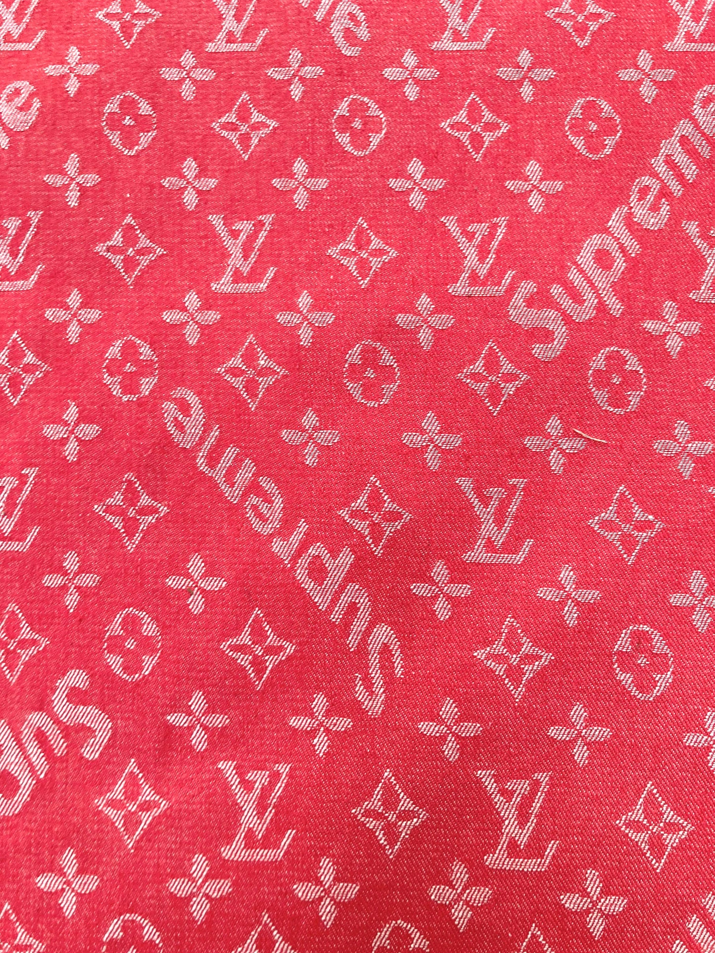 Sewing Fabric Red Supreme LV Denim Jean Material