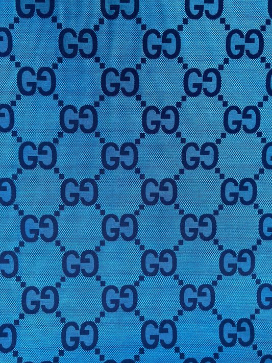 Handcraft Cotton Fabric Blue Big Gucci GG Material for Custom Suit