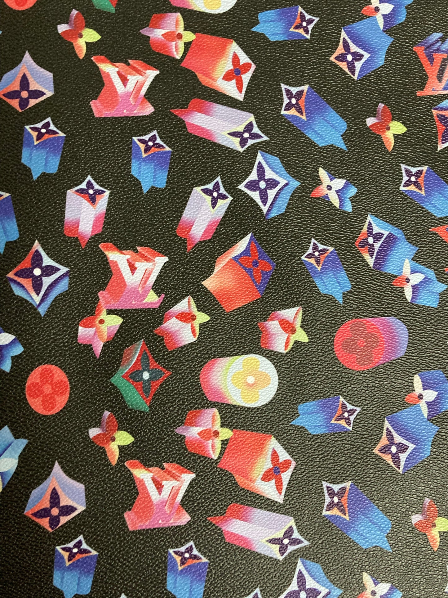 Custom Leather Vinyl Flashing LV Fabric for Custom Sneakers Upholstery