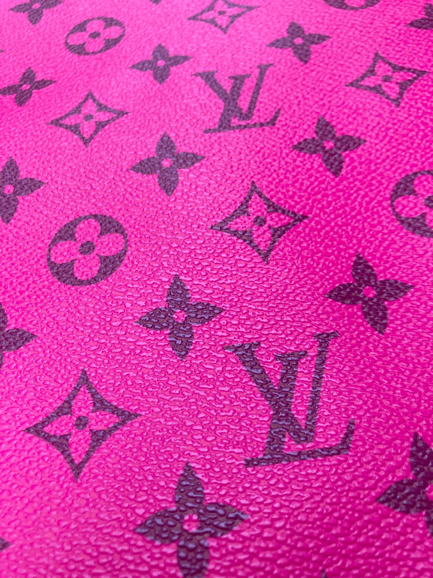 Handmade Custom Hot Pink LV Leather Fabric Material for DIY Project Upholstery