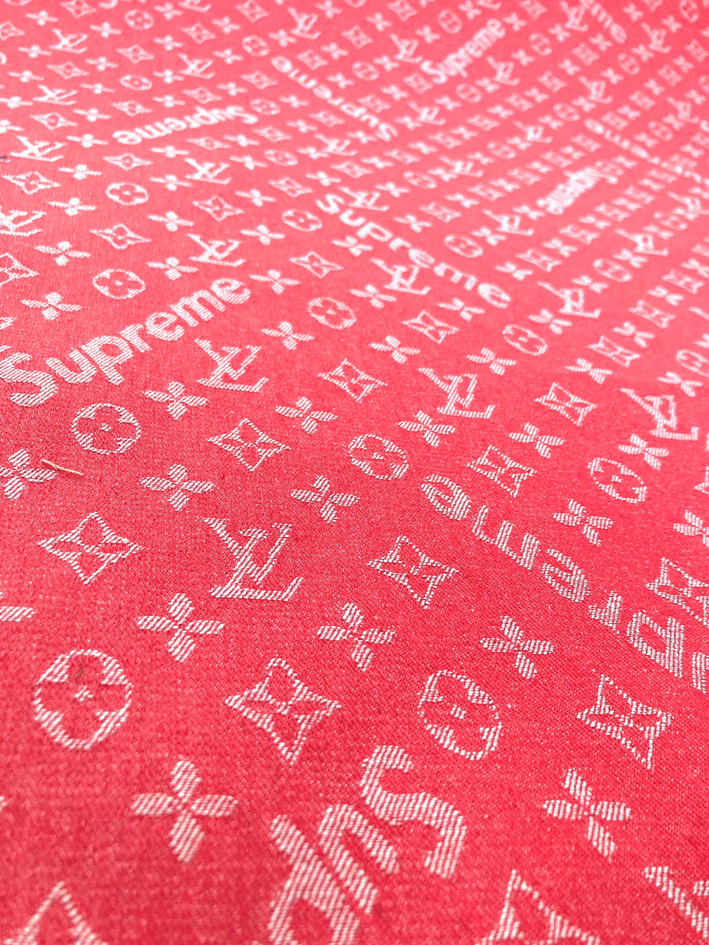 Sewing Fabric Red Supreme LV Denim Jean Material