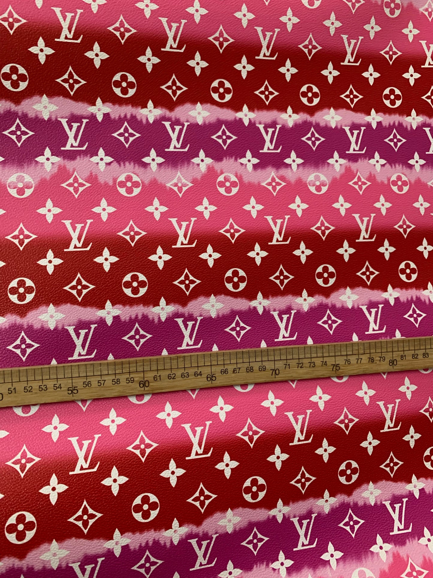 Red Gradient Watercolor LV Leather for Custom