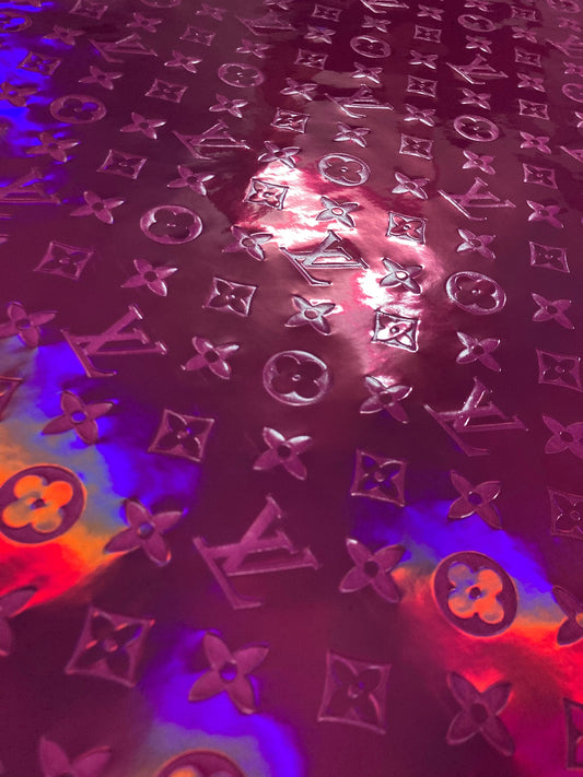 Handcraft Leather Pink Hologram LV Material for Custom Sneakers