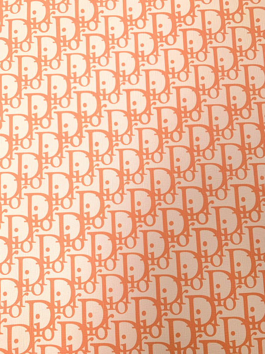 Designer Vinyl Custom Orange Dior Leather Fabric for Sneaker Upholstery